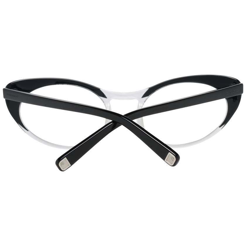 Chic Black Full-Rim Designer EyewearStep into the world of high-fashion with the Dsquared² eyewear collection. Elegantly crafted with a sleek black finish, this pair of women’s glasses exudes sophistication with its full-rim design and durable plastic fra