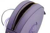 Elegant Purple Round Shoulder BagImmerse yourself in the epitome of elegance with this stunning Versace Disco Round Shoulder Bag. Brand new with tags, and accompanied by the original Versace dust bag, this accessory is crafted from the finest calf leather