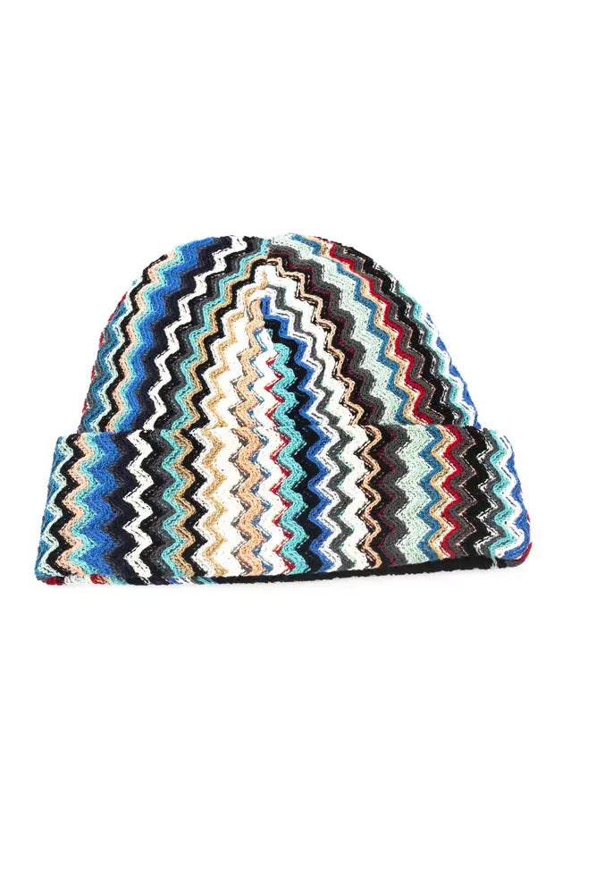 Multicolor Wool Men HatUnleash the power of pattern and color with Missoni’s mesmerizing hat, a true testament to the brand’s signature aesthetic. Immerse yourself in a geometric dream woven from the finest wool, crowned with a touch of playful marabou. T