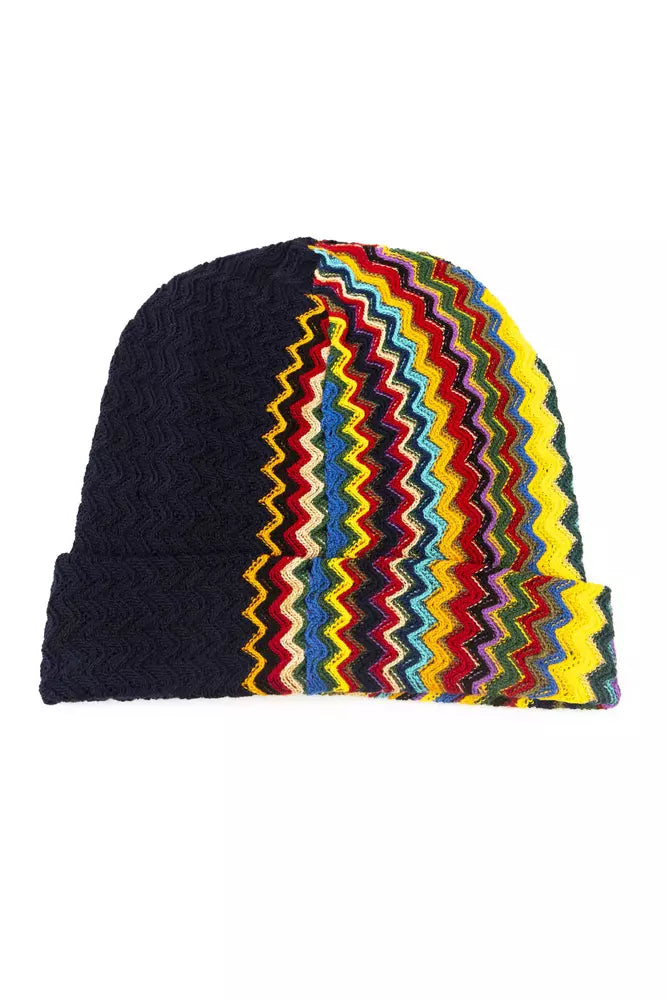 Multicolor Wool Men HatIndulge in the vibrant allure of this Missoni hat, a masterpiece that interweaves luxurious wool with whimsical marabou feathers to create a geometric fantasy bursting with color. Perfect for the fashion-forward individual, this Ita