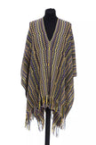 Multicolor Wool Women PonchoStep into the world of vibrant elegance with this Missoni Fringed Poncho, where geometric fantasy meets playful sophistication. Adorned with a kaleidoscope of hues, this Italian-crafted piece effortlessly drapes over the should