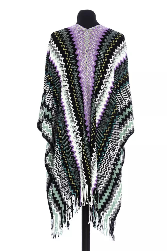 Poncho en laine multicolore pour femme
