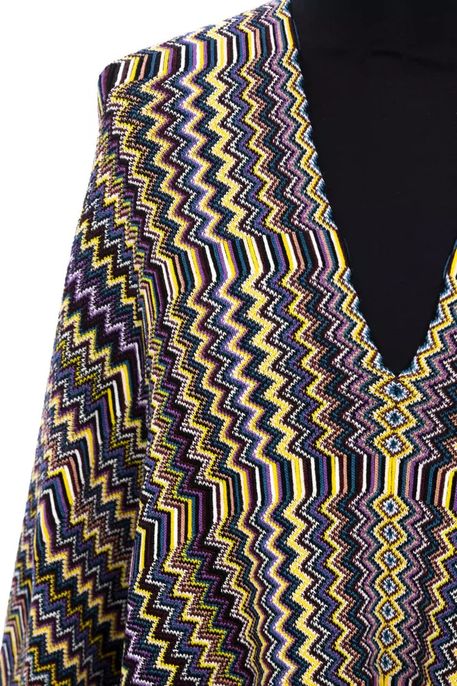 Poncho en laine multicolore pour femme