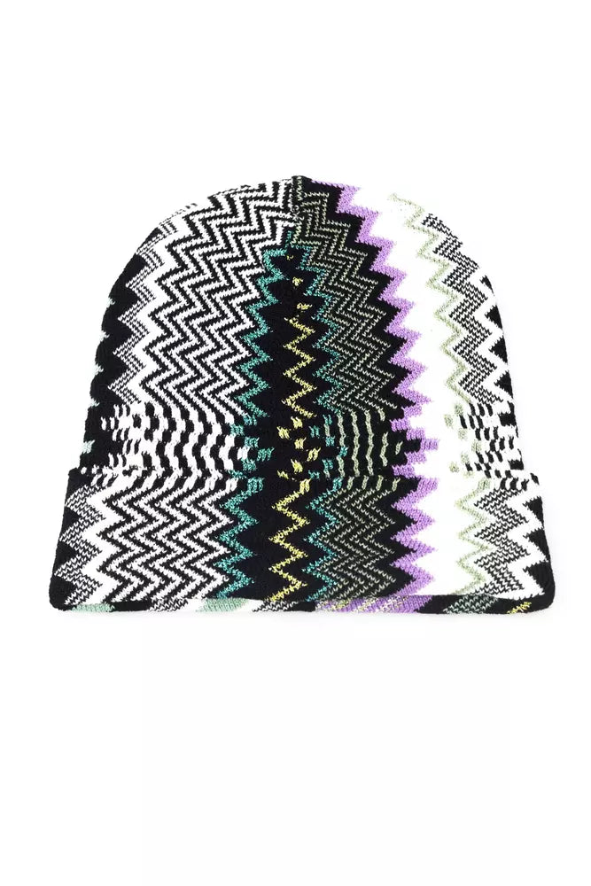 Multicolor Wool Women HatStep into a world of vibrant allure with this striking Missoni hat, a lavish piece crafted in Italy that melds geometric fantasy with a kaleidoscope of hues. It’s not just an accessory—it’s an exclamation point for your ensemble.