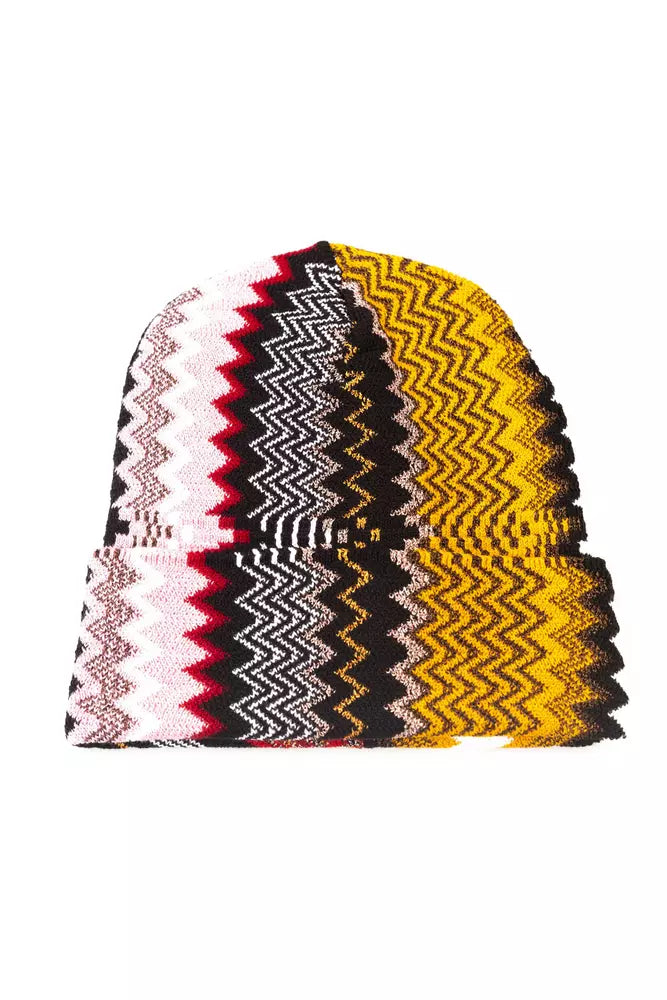 Multicolor Wool Women HatElevate your accessory collection with this eye-catching Missoni hat, epitomizing the brand’s iconic flair for bold, geometric patterns. The multicolor design adds a splash of vibrancy to any ensemble, ensuring you stand out with