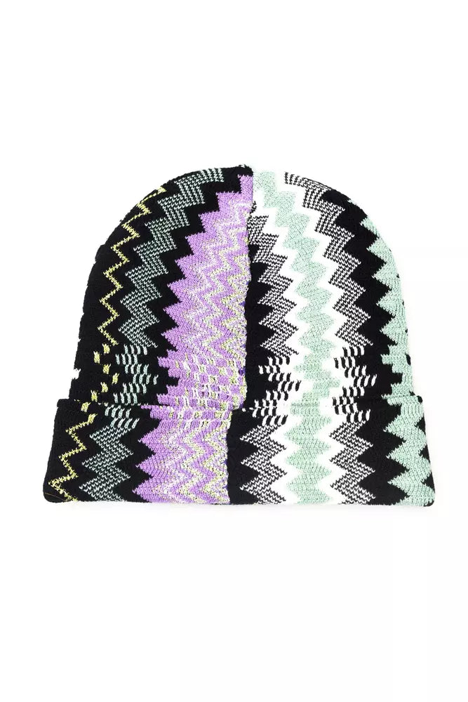 Multicolor Wool Women HatStep into a world of vibrant allure with this striking Missoni hat, a lavish piece crafted in Italy that melds geometric fantasy with a kaleidoscope of hues. It’s not just an accessory—it’s an exclamation point for your ensemble.