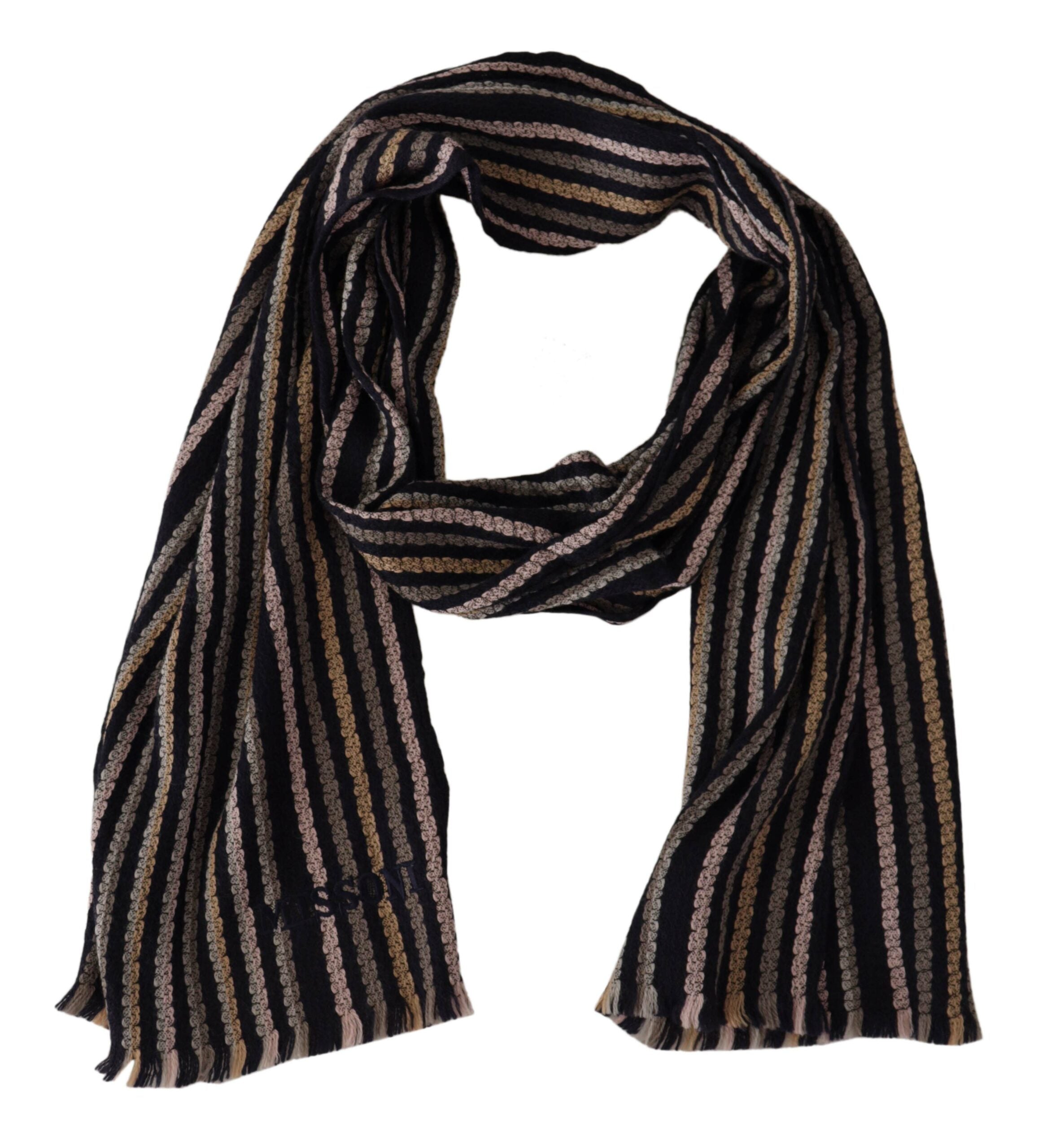 Multicolor Stripes Wool Knit Fringe Shawl ScarfMISSION Gorgeous brand new with tags, 100% Authentic MISSONI Mens Scarf. Material: 100% Wool Color: Multicolor Logo details Made in Italy SIZE: 180cm x 30cmMulticolor Stripes Wool Knit Fringe Shawl Scarf${tag