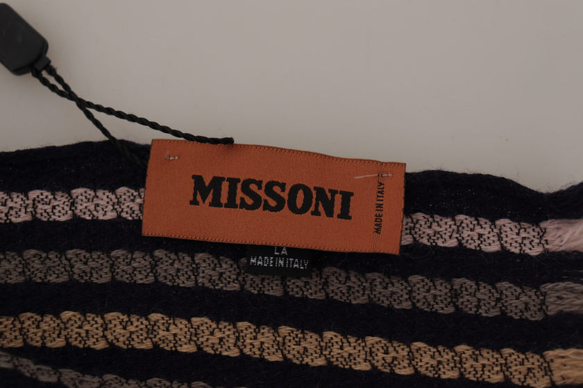 Multicolor Stripes Wool Knit Fringe Shawl ScarfMISSION Gorgeous brand new with tags, 100% Authentic MISSONI Mens Scarf. Material: 100% Wool Color: Multicolor Logo details Made in Italy SIZE: 180cm x 30cmMulticolor Stripes Wool Knit Fringe Shawl Scarf${tag