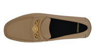 Exquisite Medusa Gold-Tone Leather LoafersIndulge in the epitome of luxury with these 100% authentic Versace men’s loafers, new with tags, box, and dust bag included. Crafted from the finest calf leather in an elegant beige hue, these shoes are the perfec