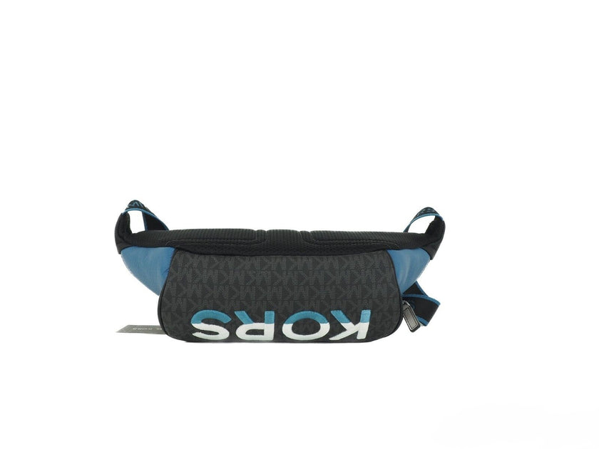 Cooper Large Blue Multi Leather Embroidered Logo Utility Belt BagStyle: Michael Kors Cooper Large Embroidered Logo Utility Belt (Blue) Material: Pebbled Leather and PVC Features: 2 Outer Zip Pockets, 1 Outer Rear Valuables Zip Pocket, Inner Slip Pocket, A