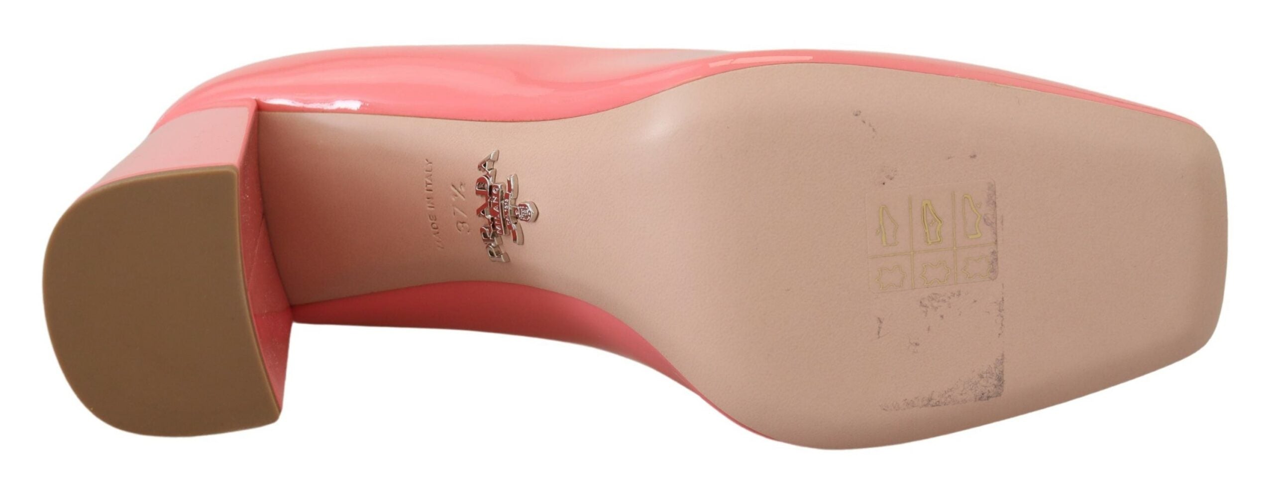 Escarpins classiques à talons carrés en cuir verni rose