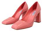 Pink Patent Leather Block Heels Pumps ClassicPRADA Gorgeous brand new with tags, 100% Authentic PRADA shoes. Model: Heels square toe pumps Color: Pink Leather bottom sole Logo details Made in Italy Very exclusive and high craftsmanship Material: 100% Leat