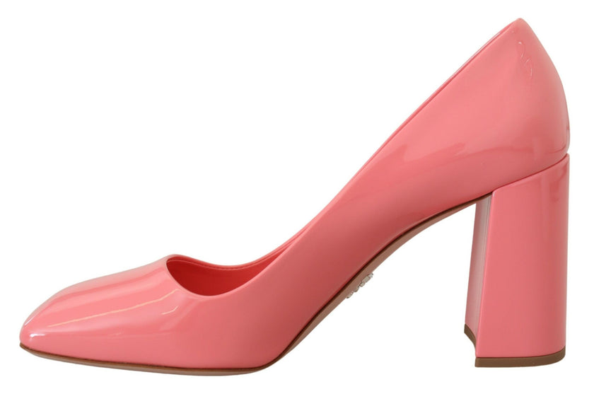 Pink Patent Leather Block Heels Pumps ClassicPRADA Gorgeous brand new with tags, 100% Authentic PRADA shoes. Model: Heels square toe pumps Color: Pink Leather bottom sole Logo details Made in Italy Very exclusive and high craftsmanship Material: 100% Leat
