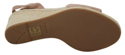 Pink Suede Leather Ankle Strap SandalsPRADA Gorgeous brand new with tags, 100% Authentic PRADA shoes. Model: Wedges ankle strap sandals Color: Pink and beige, gold insole Rubber bottom sole Logo details Made in Italy Very exclusive and high craftsmanship