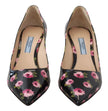 Black Leather Floral Heels Stilettos PumpsPRADA Gorgeous brand new with tags, 100% Authentic PRADA shoes. Model: Heels pumps Color: Black with pink floral print Leather bottom sole Logo details Made in Italy Very exclusive and high craftsmanship Material: