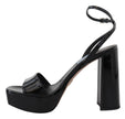 Black Patent Sandals Ankle Strap Heels LeatherPRADA Gorgeous brand new with tags, 100% Authentic PRADA shoes. Model: Block heels platform sandals Color: Black Leather bottom sole Logo details Made in Italy Very exclusive and high craftsmanship Material: 1