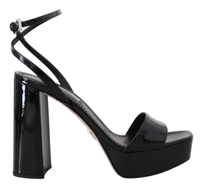 Black Patent Sandals Ankle Strap Heels LeatherPRADA Gorgeous brand new with tags, 100% Authentic PRADA shoes. Model: Block heels platform sandals Color: Black Leather bottom sole Logo details Made in Italy Very exclusive and high craftsmanship Material: 1