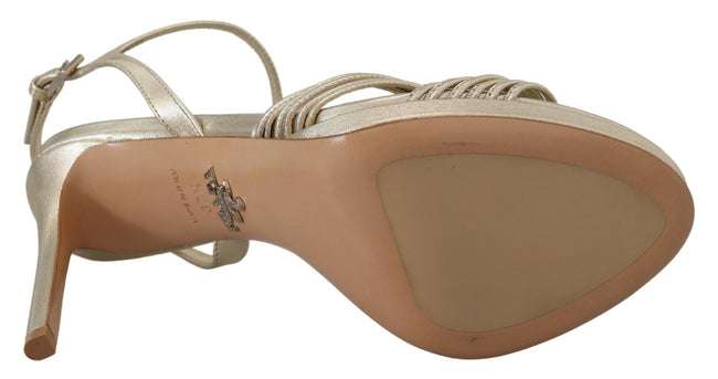 Gold Leather Sandals Ankle Strap Heels Stiletto SandalPRADA Gorgeous brand new with tags, 100% Authentic PRADA shoes. Model: Stiletto heels sandals Color: Gold Leather bottom sole Logo details Made in Italy Very exclusive and high craftsmanship Material: