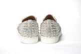 White Ab/Clear Ab Roller Boat Woman Flat SneakerChristian Louboutin Color : White Ab/Clear Ab Product Style : Slip on Sneaker Material: Embellished Leather Sneaker With Spike Clear Crystals Roller Boat Woman Flat Calf Lame Leosyaar/Nappa/Mic Slip on Sneak