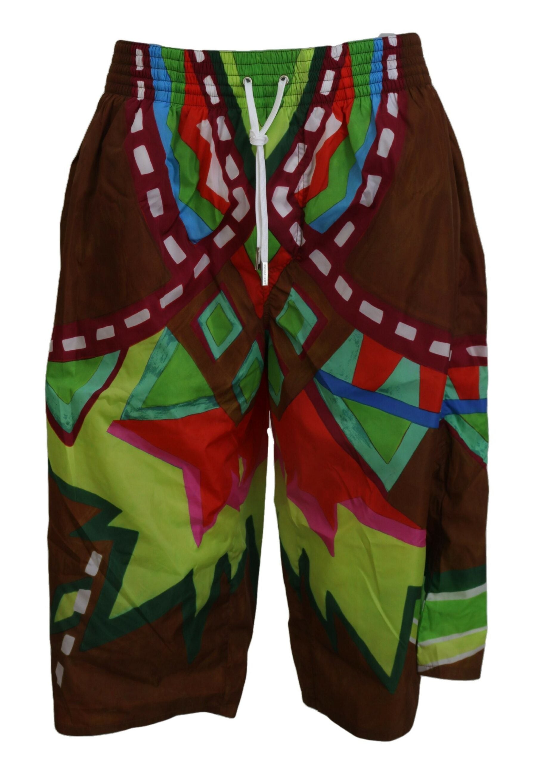 Multicolor Printed Men Beachwear Shorts SwimwearDSQUARED2 Absolutely stunning, 100% Authentic, exclusive brand new with tags DSQUARED2 Beachwear swimming shorts. Model: Swim shorts Boxer Color: Multicolor with print Material: 100% Polyamide Elastic waist