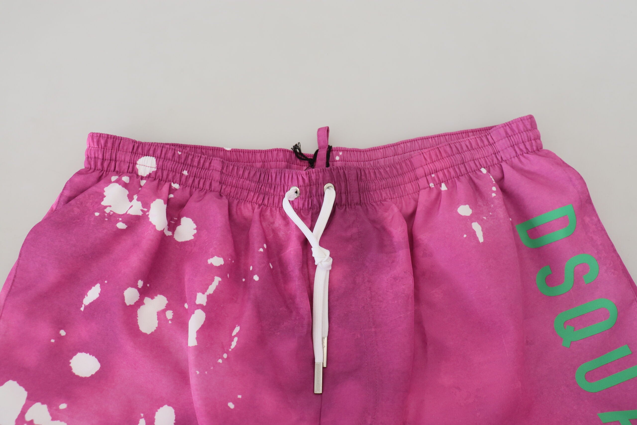 Short de bain homme rose tie-dye avec logo, maillot de bain