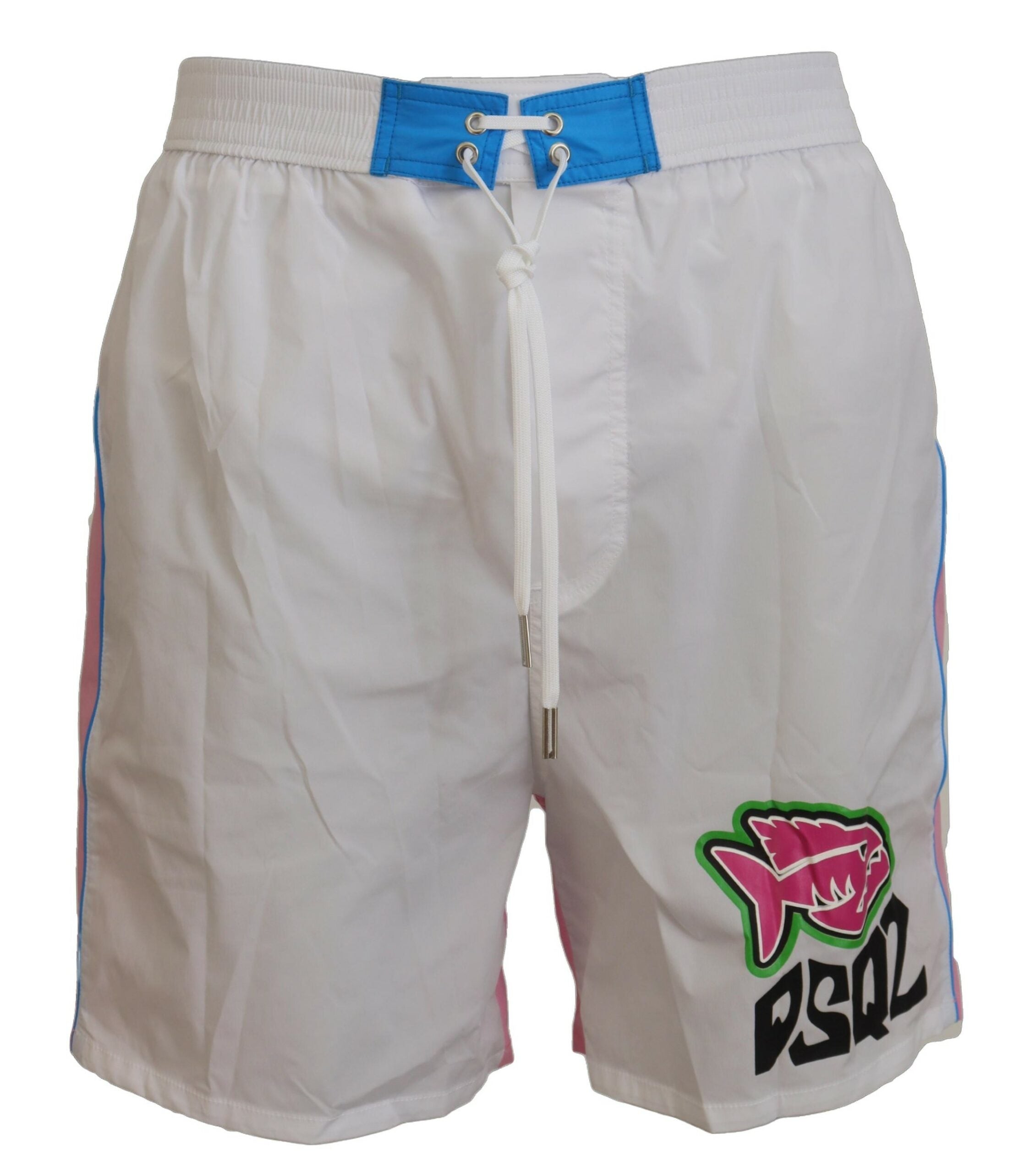 Weiße pinke Badeshorts aus Synthetik mit Logo-Print