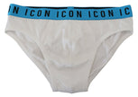 White Icon Logo Cotton Stretch Men Brief UnderwearDSQUARED2 Underwear Absolutely stunning, 100% Authentic, brand new DSQUARED2 brief featuring an elastic waistband. Constructed in a superior quality cotton stretch fabric. Model: Brief Colour: White Elasti