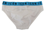 White Icon Logo Cotton Stretch Men Brief UnderwearDSQUARED2 Underwear Absolutely stunning, 100% Authentic, brand new DSQUARED2 brief featuring an elastic waistband. Constructed in a superior quality cotton stretch fabric. Model: Brief Colour: White Elasti