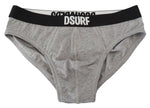 Gray DSURF Logo Cotton Stretch Men Brief UnderwearDSQUARED2 Underwear Absolutely stunning, 100% Authentic, brand new DSQUARED2 brief featuring an elastic waistband. Constructed in a superior quality cotton stretch fabric. Model: Brief Colour: Gray Elastic