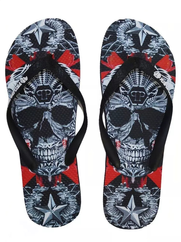 Multicolor Polyester Women Flip FlopDive into the extravagant world of Philipp Plein with these statement flip flops, a true testament to bold design and unapologetic style. Crafted with a focus on detail, these flip flops feature a vibrant multicolor gra