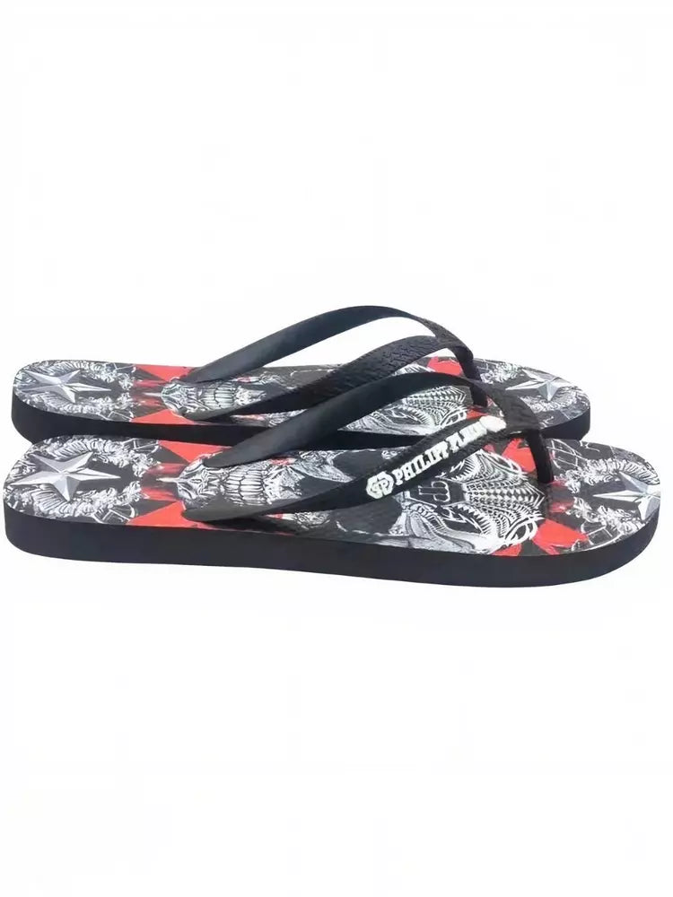 Multicolor Polyester Women Flip FlopDive into the extravagant world of Philipp Plein with these statement flip flops, a true testament to bold design and unapologetic style. Crafted with a focus on detail, these flip flops feature a vibrant multicolor gra