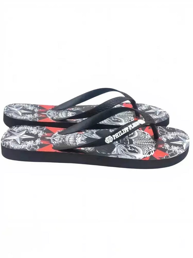 Multicolor Polyester Women Flip FlopDive into the extravagant world of Philipp Plein with these statement flip flops, a true testament to bold design and unapologetic style. Crafted with a focus on detail, these flip flops feature a vibrant multicolor gra