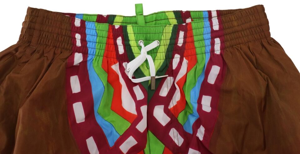 Maillot de bain court imprimé multicolore pour homme