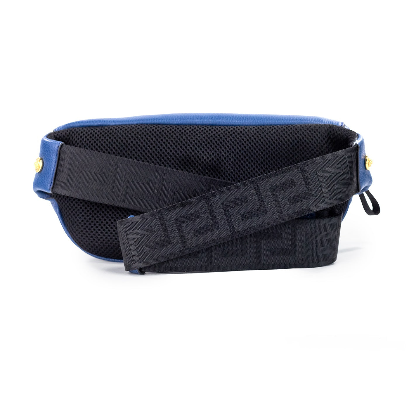 Small Navy Calf Leather Medusa Pendant Fanny Waist Pack Belt BagStyle: Versace Small Navy Medusa Pendant Fanny Waist Pack Belt Bag Material: Grainy Calf Leather Features: 4 Inner Card Slots, Medusa Head Pendant Design, Zip Closure Measures: 25.4 cm L x 12