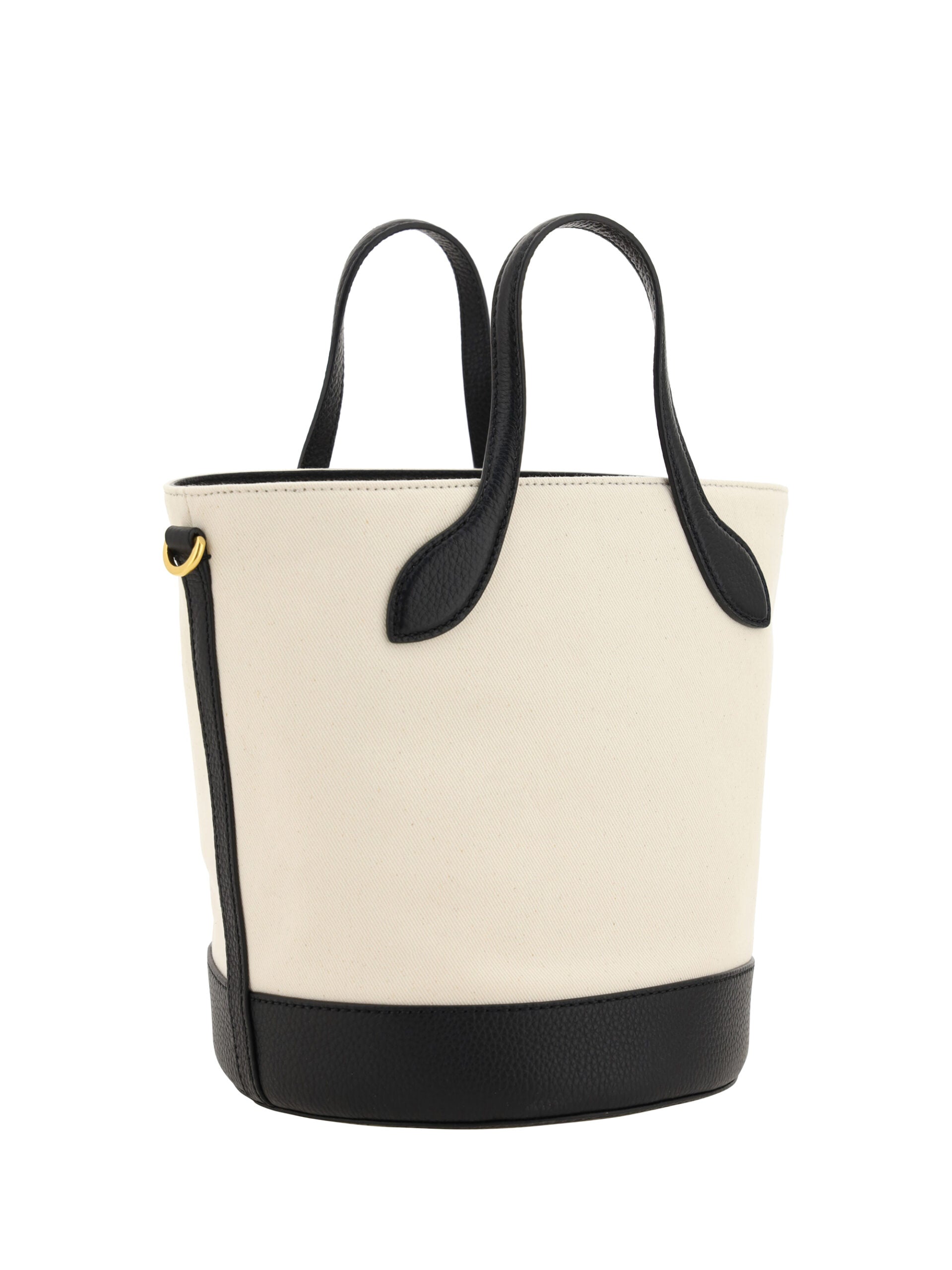 Sac seau en cuir blanc et noir Bally