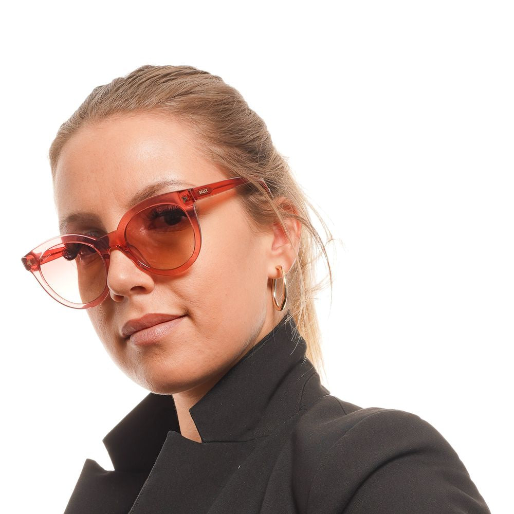 Red Synthetic Round Sunglasses with Gradient Lenses