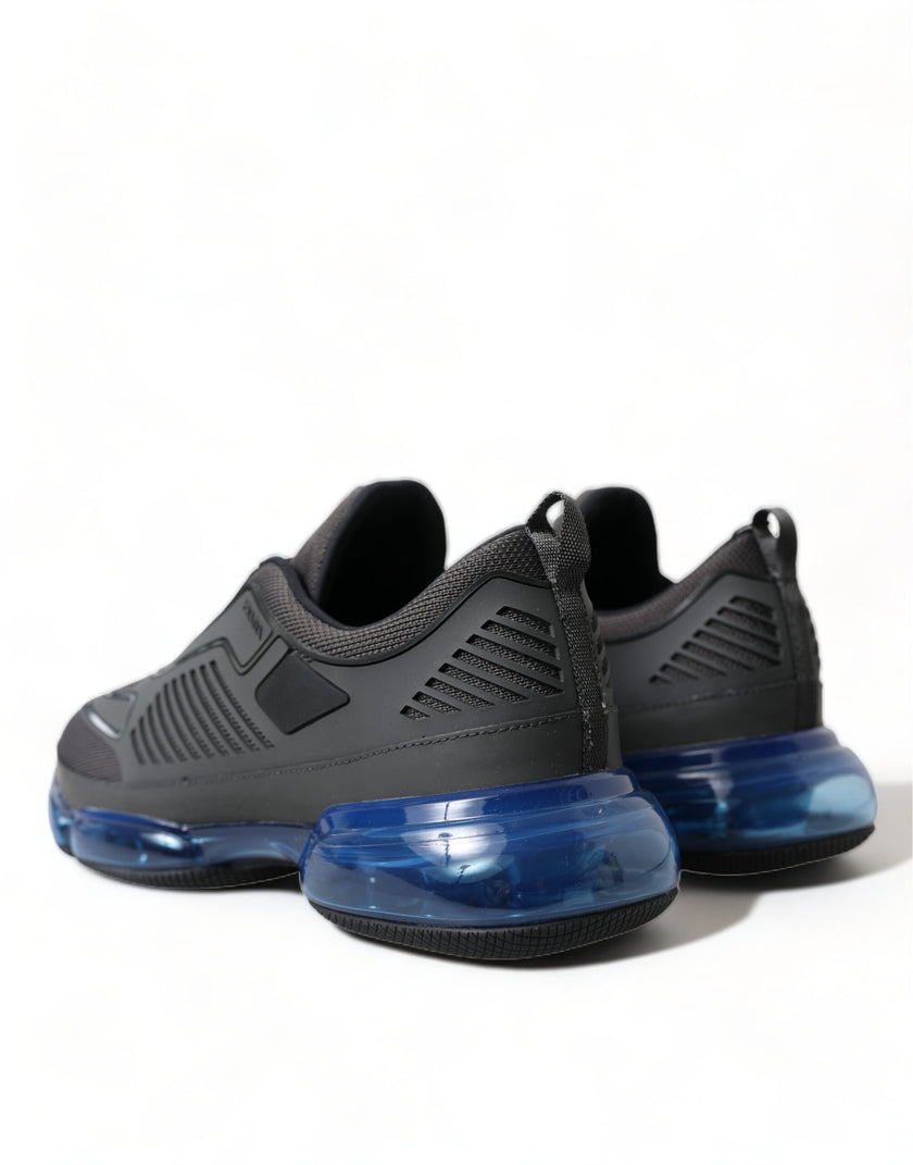 Black Blue Rubber Knit Slip On Low Top Sneakers ShoesPRADA Gorgeous brand new with tags, 100% Authentic Prada men’s black cloudbust air mesh sneakers. Model: 2EG298 Low top sneakers Material: Rubber, Fabric Colour: Black Rubber sole Logo details Made in I