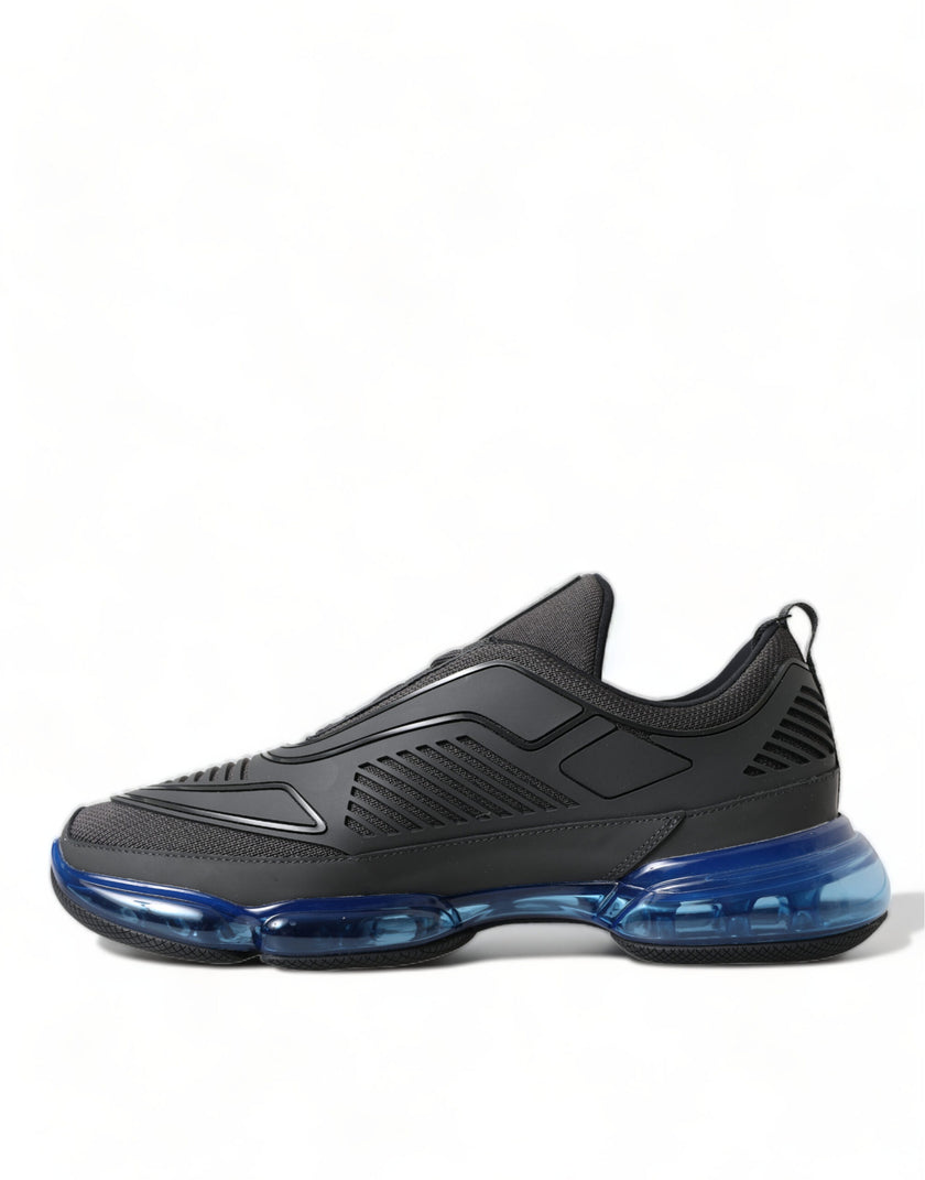 Black Blue Rubber Knit Slip On Low Top Sneakers ShoesPRADA Gorgeous brand new with tags, 100% Authentic Prada men’s black cloudbust air mesh sneakers. Model: 2EG298 Low top sneakers Material: Rubber, Fabric Colour: Black Rubber sole Logo details Made in I