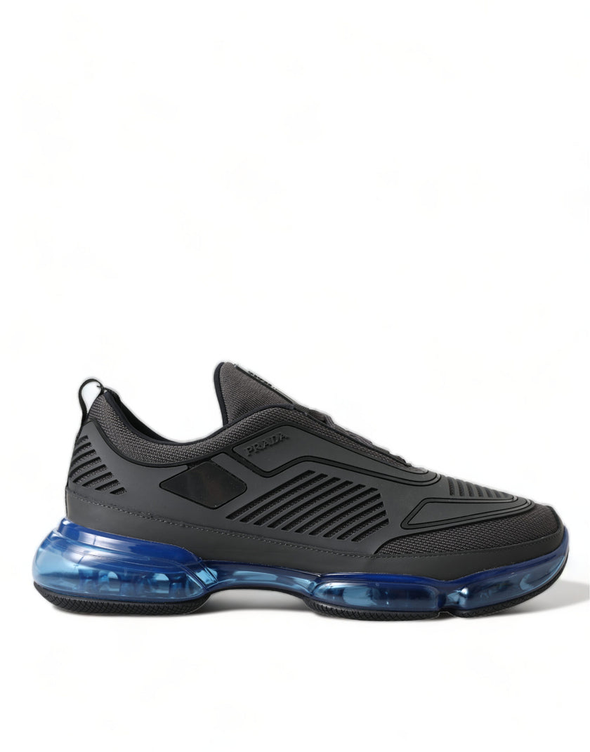 Black Blue Rubber Knit Slip On Low Top Sneakers ShoesPRADA Gorgeous brand new with tags, 100% Authentic Prada men’s black cloudbust air mesh sneakers. Model: 2EG298 Low top sneakers Material: Rubber, Fabric Colour: Black Rubber sole Logo details Made in I