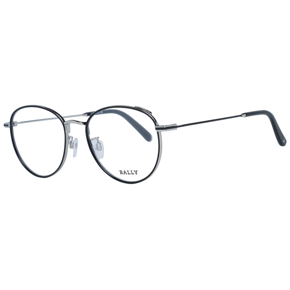 Black Synthetic Round Full-Rim Glasses by Bally