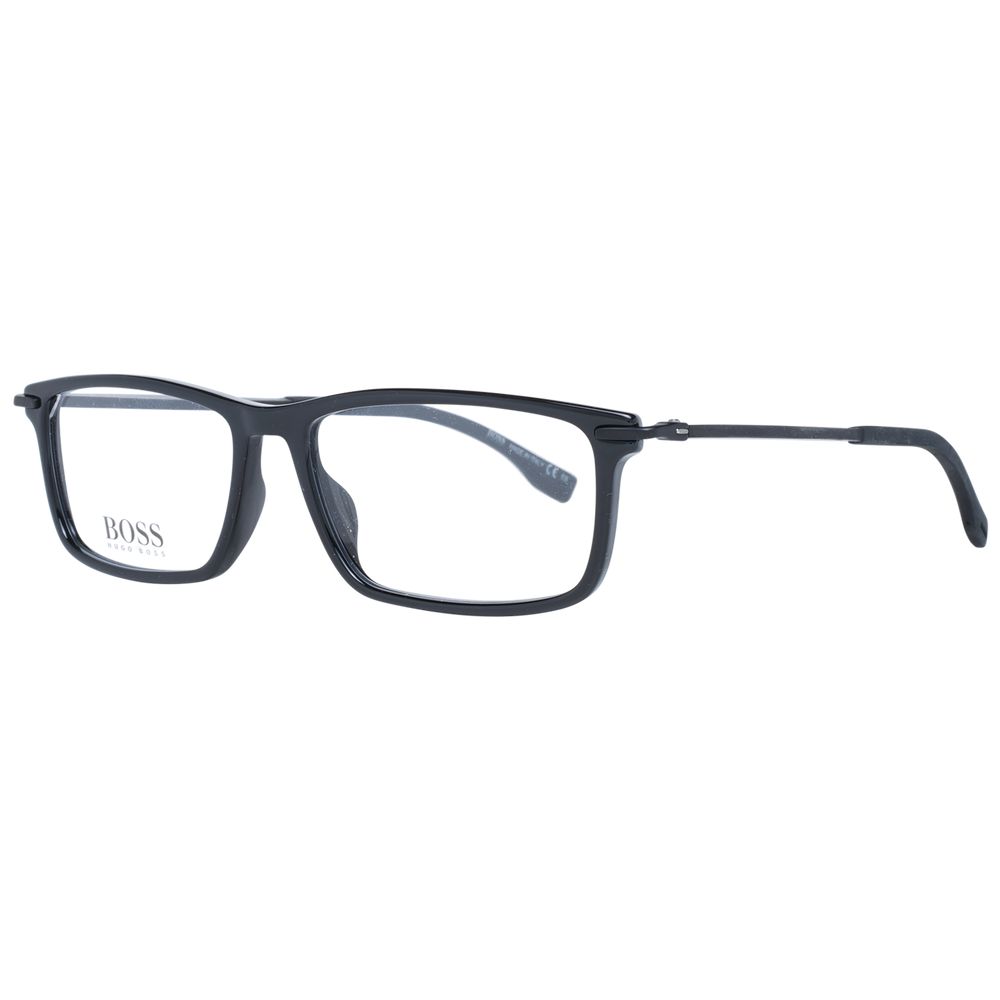 Schwarze rechteckige Kunststoffbrille mit Vollrandfassung