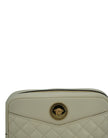 Elegant White Leather Camera Shoulder BagIndulge in the luxury of Versace with this exquisite camera shoulder bag, perfect for the fashion-forward individual. Crafted from the finest lamb leather, this white medium-sized bag exemplifies sophistication and
