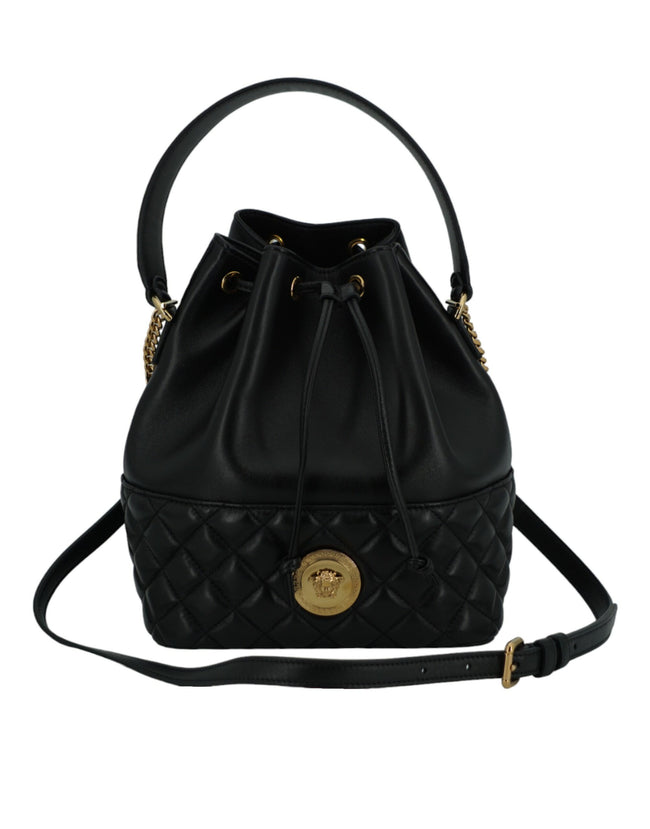 Elegant Black Leather Medusa Bucket Shoulder BagStep out in style with the exquisite Versace Bucket Shoulder Bag, a perfect blend of elegance and functionality. This beautiful accessory, complete with tags and a dust bag, is more than just a bag—it’s a st