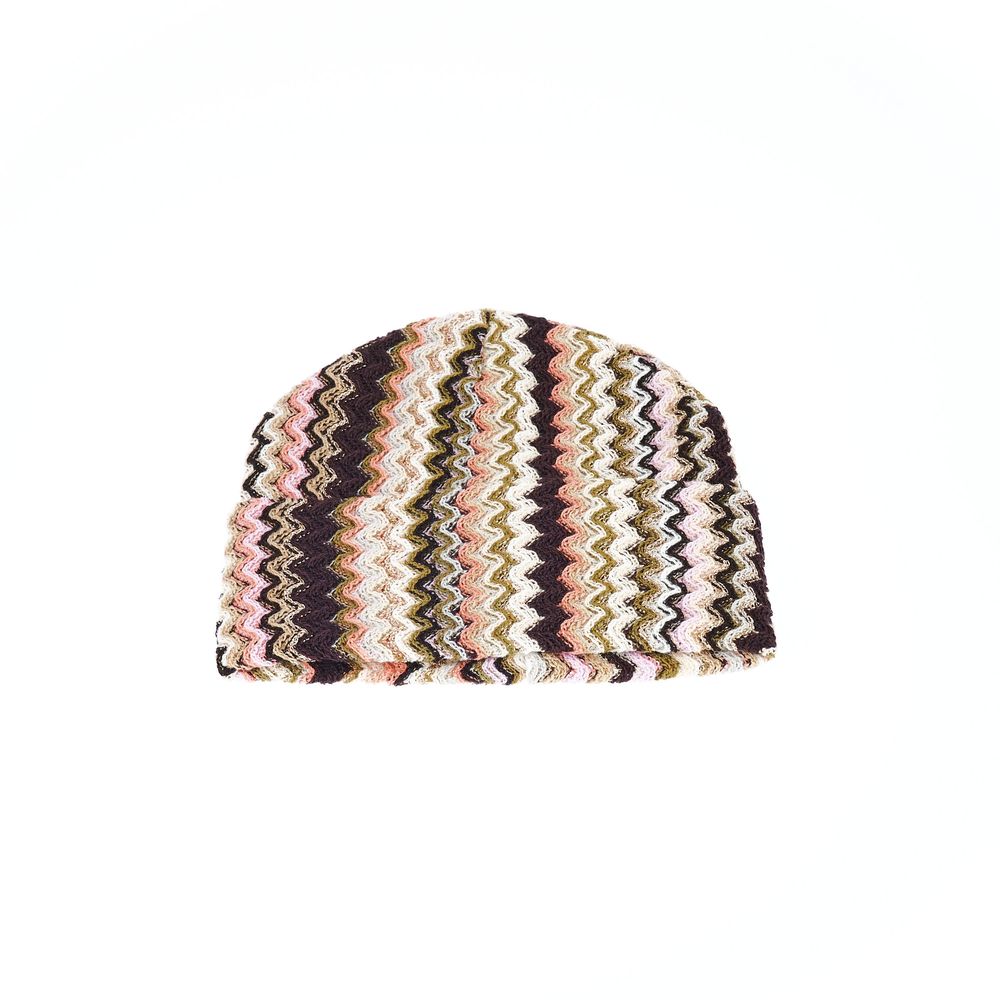 Multicolor Wool Women HatElevate your accessory game with the Missoni hat—where Italian craftsmanship meets a kaleidoscope of color. This vibrant headpiece boasts an eye-catching geometric pattern that pulses with Missoni’s iconic vivid spectrum. Made wit