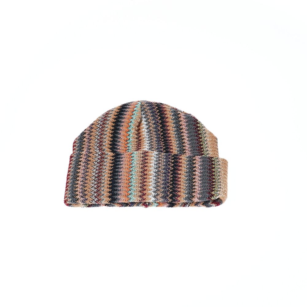 Multicolor Wool Women HatIndulge your fashion senses with this vibrant Missoni hat, where intricate geometry meets a kaleidoscope of hues to crown your ensemble with a bold statement. Italian craftsmanship is woven into every fiber, evidenced by the luxur