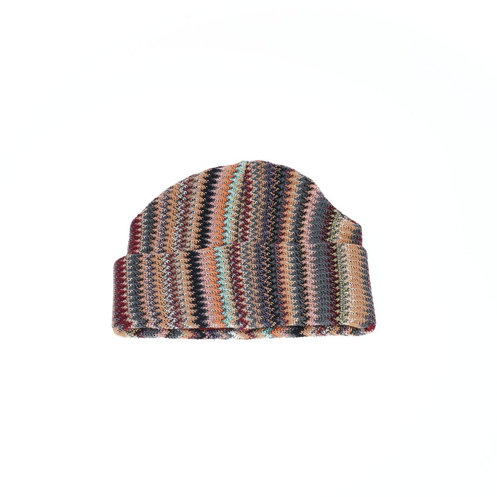 Multicolor Wool Women HatIndulge your fashion senses with this vibrant Missoni hat, where intricate geometry meets a kaleidoscope of hues to crown your ensemble with a bold statement. Italian craftsmanship is woven into every fiber, evidenced by the luxur