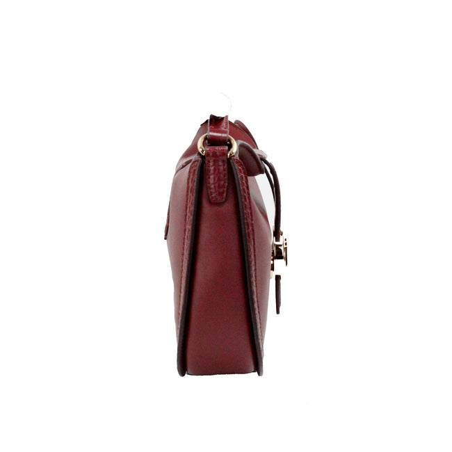 Gabby Small Dark Cherry Leather Foldover Hobo Crossbody BagStyle: Michael Kors Gabby Small Dark Cherry Foldover Hobo Crossbody Bag Material: Smooth and Embossed Leather Features: Adjustable Crossbody Strap, Zip Closure, Inner Pocket, Lined Measures: 22.86