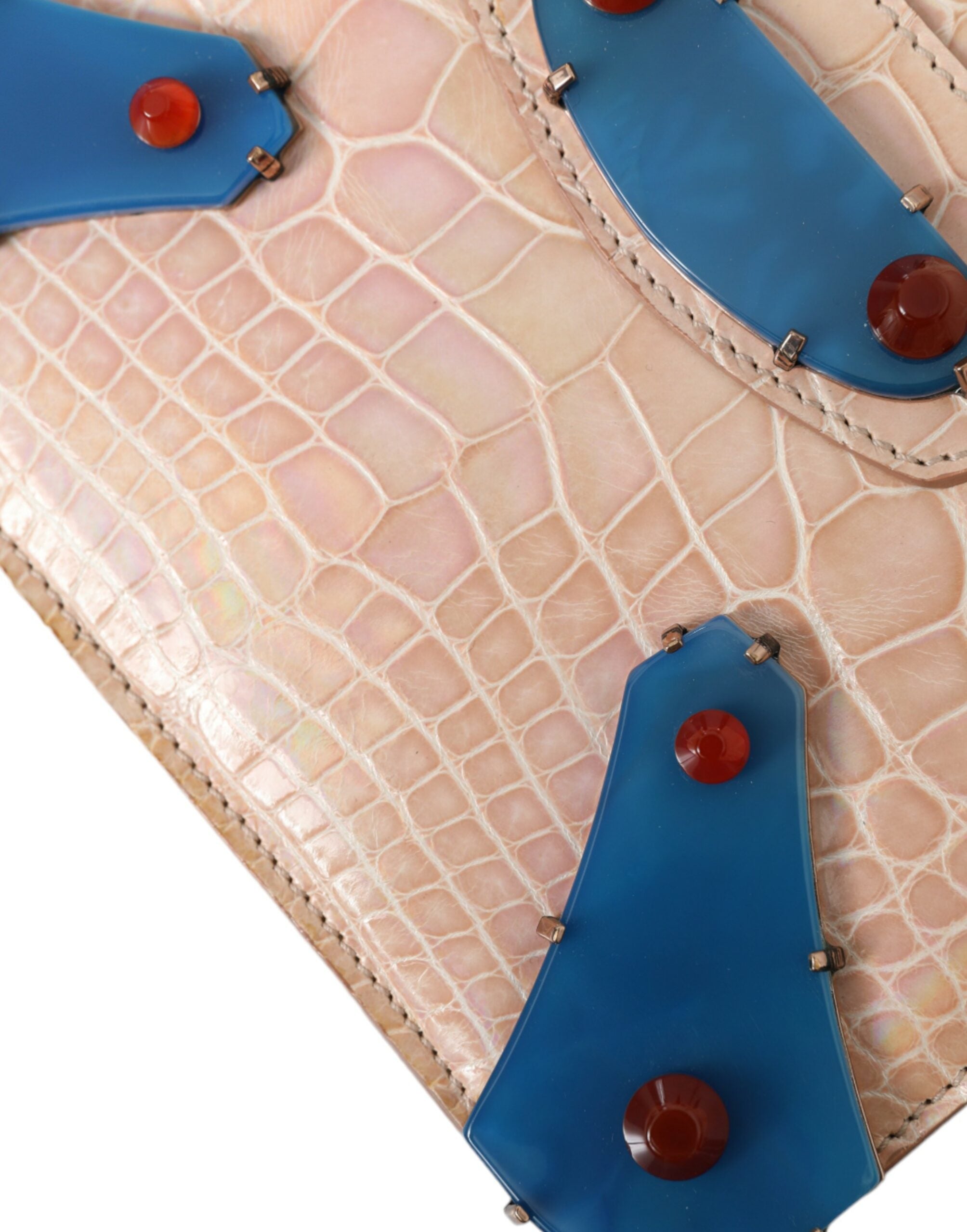 Beige Blue Agate Exotic Leather Gold Chain Purse BagBALENCIAGA Gorgeous brand new, 100% Authentic BALENCIAGA neo classic chain mini bag. Model: Handbag Material: 100% Crocodile Leather Color: Beige, Blue Strap: Chain strap Beige inner lining Magnet closur