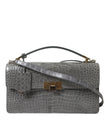 Gray Exotic Leather Medium Shoulder Hand Purse BagBALENCIAGA Gorgeous brand new, 100% Authentic BALENCIAGA alligator leather medium shoulder bag. Model: Hand shoulder, Le Dix Poch.Ca.St AJ Material: 100% Alligator Leather Colour: Grey Strap: One handle, d