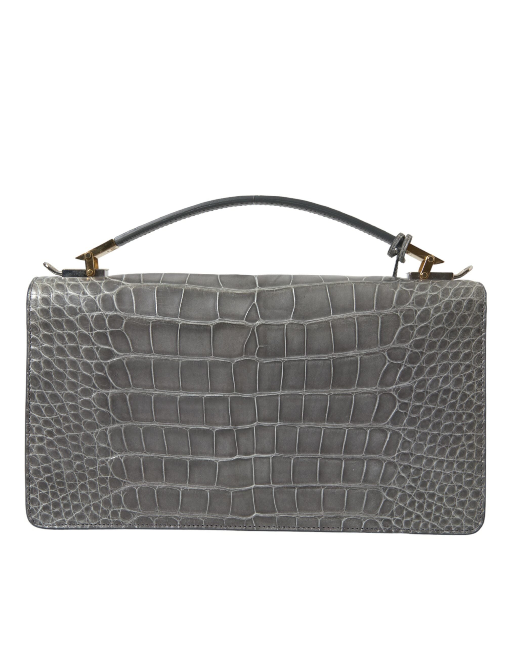Gray Exotic Leather Medium Shoulder Hand Purse BagBALENCIAGA Gorgeous brand new, 100% Authentic BALENCIAGA alligator leather medium shoulder bag. Model: Hand shoulder, Le Dix Poch.Ca.St AJ Material: 100% Alligator Leather Colour: Grey Strap: One handle, d